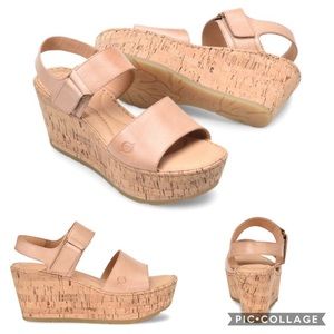 Born Mae Wedge Sandal in Blush Size 10 NIB
